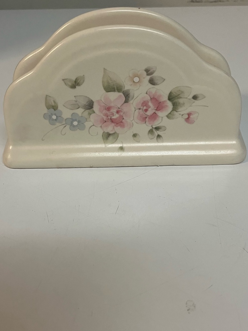 Vintage Pfaltzgraff Napkin Holder in Tea  Rose Pattern. Retired. Cottagecore